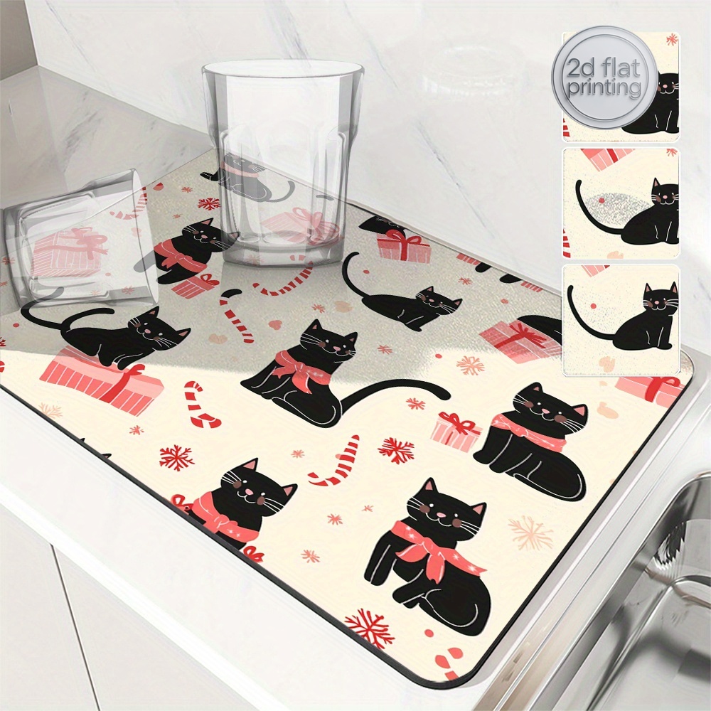Tea Coffee Utensils - 1pc Christmas Black Cat Gift Absorbent