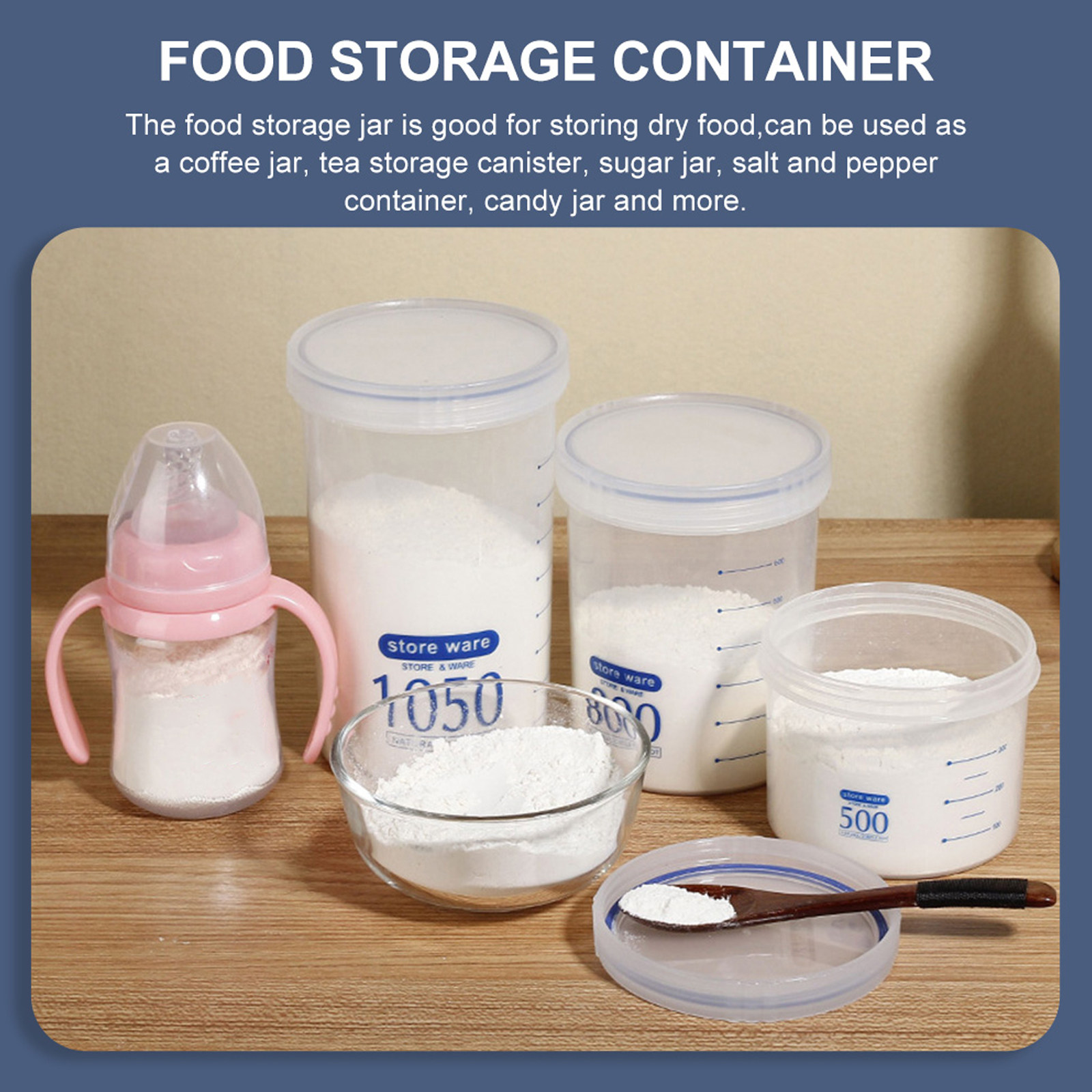 Coffee Tea Sugar Canisters - 2Pcs Protein Powder Storage Canisters Multipurpose