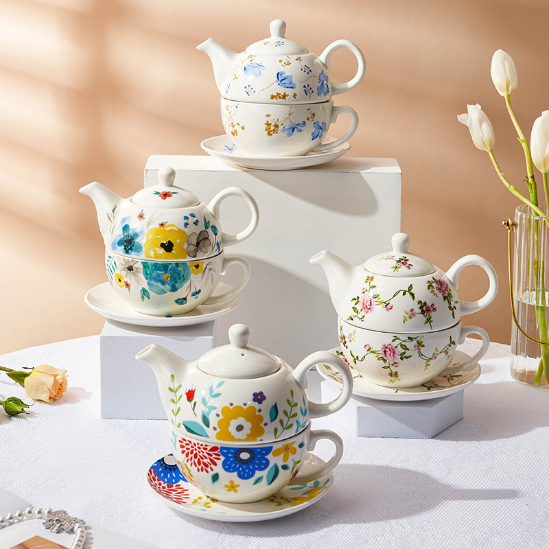 Coffee Tea Flower - Mother Son Teapot Set,English Ceramic Single