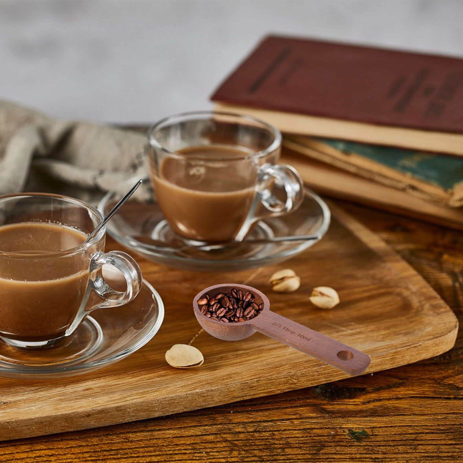 Coffee Tea Sugar - 1pc Black Walnut Wood Measuring For