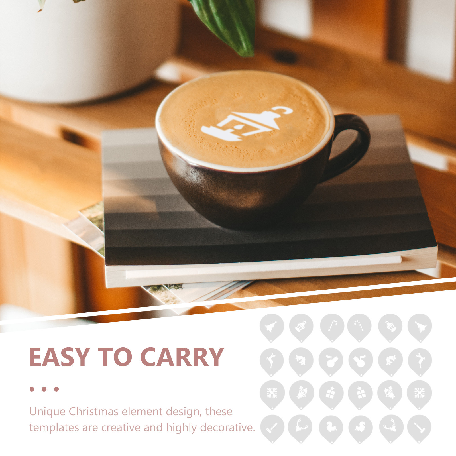 Coffee Stencil Art - 24Pcs Coffee Stencils Christmas Cake Decorating
