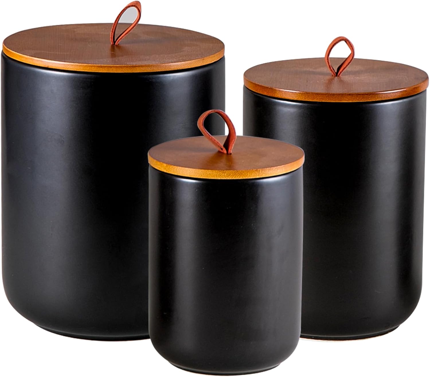 Coffee Tea Sugar - Ceramic Canister Set (30 oz, 48
