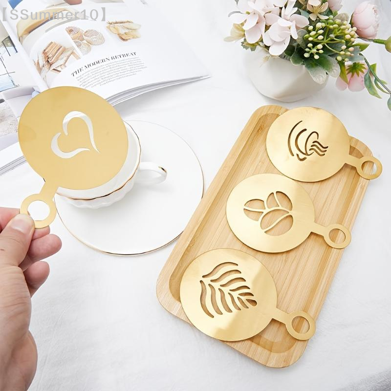 Coffee Stencil Art - 【SSummer10】4Pcs/Set Stainless Steel Coffee Stencil Art