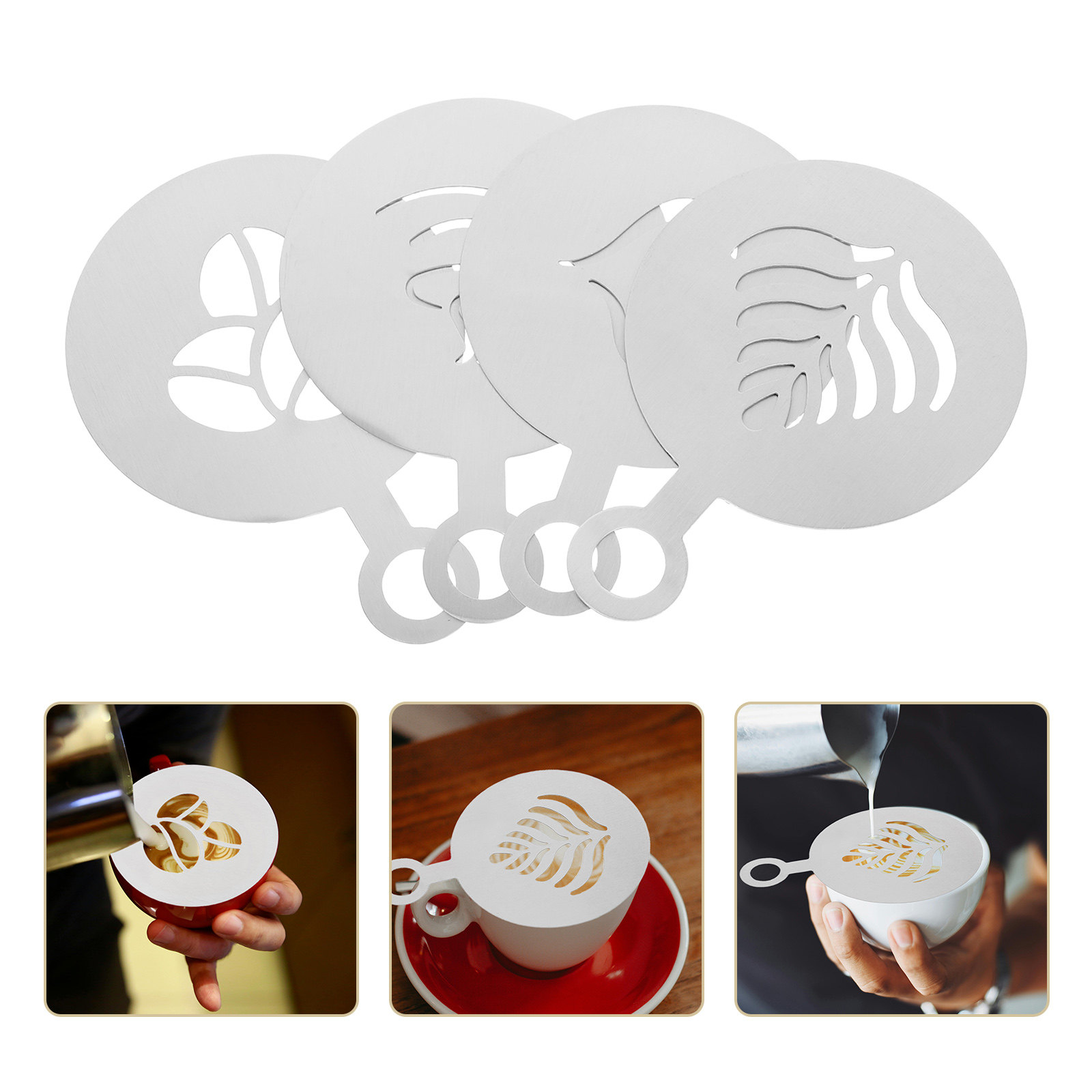 Coffee Stencil Art - 4Pcs Premium Stainless Steel Latte Stencils