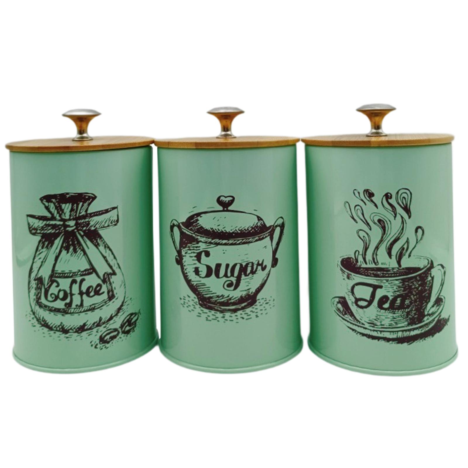 Coffee Tea Sugar Canisters - 3Pcs Sealed Coffee Canister Set Iron