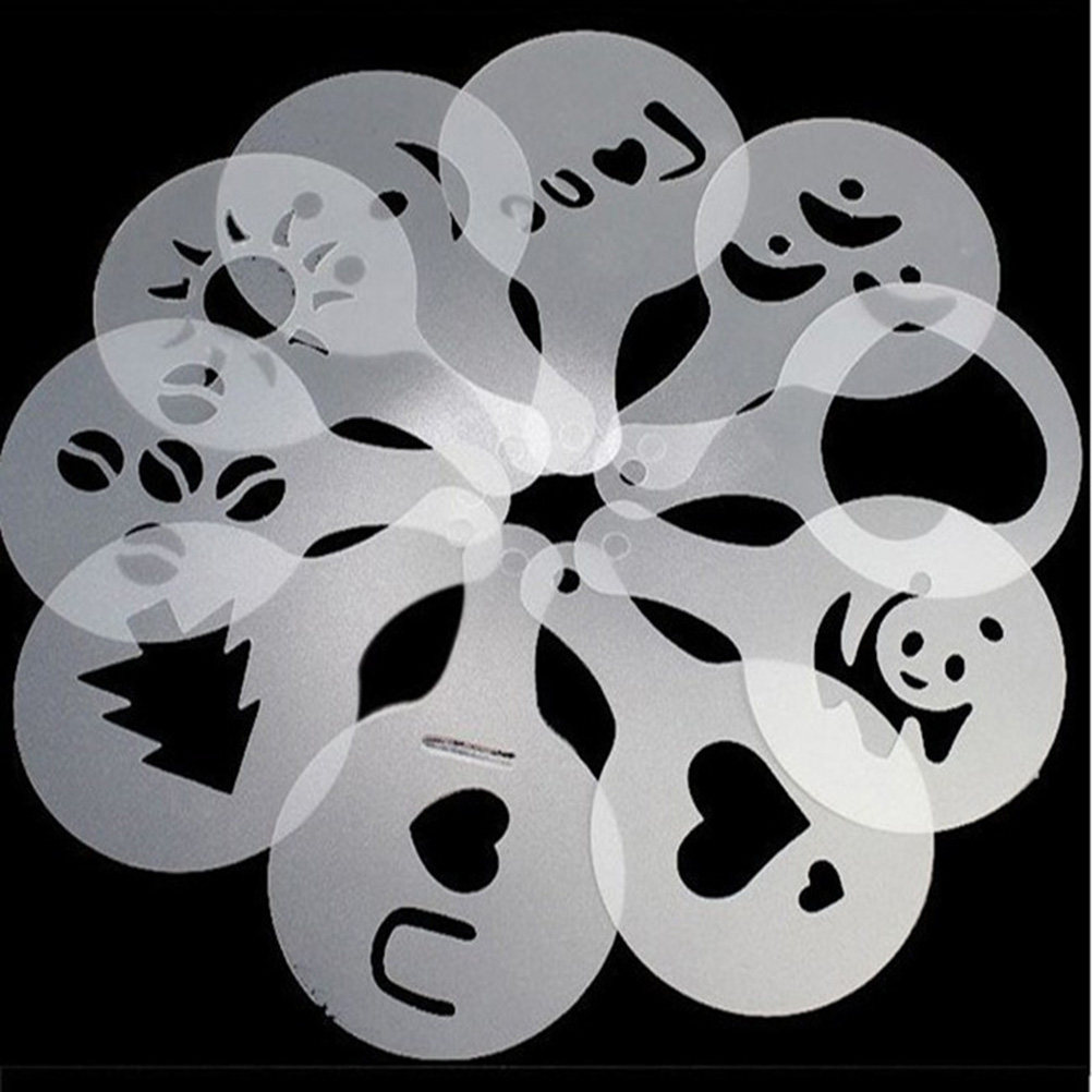 Coffee Stencil Art - 16Pcs Coffee Art Stencils Template Kit