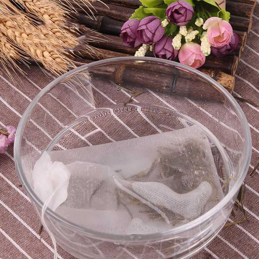 Coffee Tea Flower - 100Pcs Disposable Tea Filter Bags Drawstring