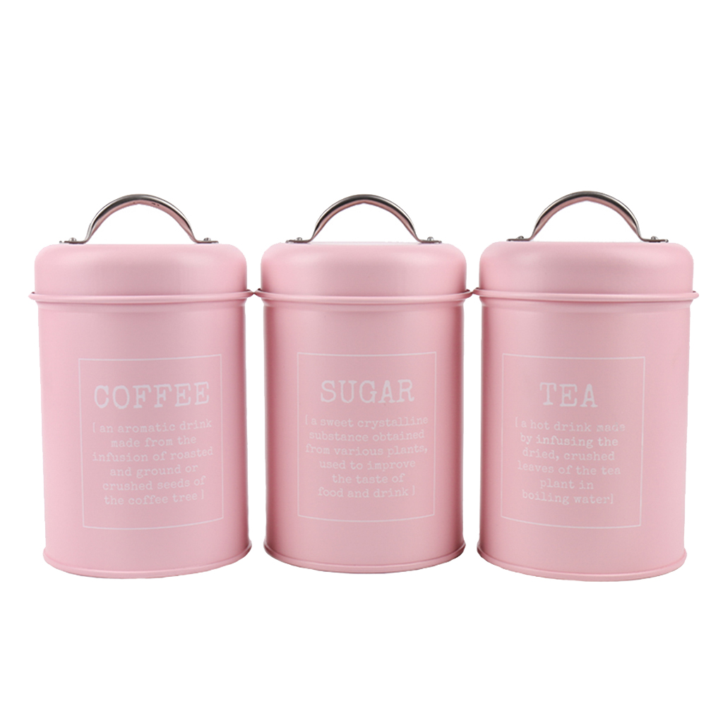 Coffee Tea Sugar Canisters - Set of 3 Canister Iron Kitchen