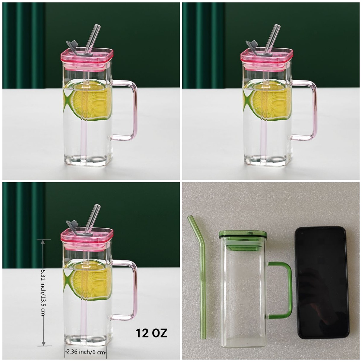 1 Pcs Pink Glass Cup, 6 Col Sq - Juice Tea Coffee incelemesi ve fiyatı