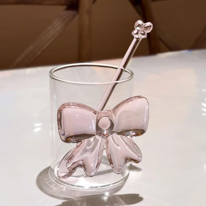 Pink Bow-Adorned Glass Coffee  - Tea Coffee Utensils incelemesi ve fiyatı