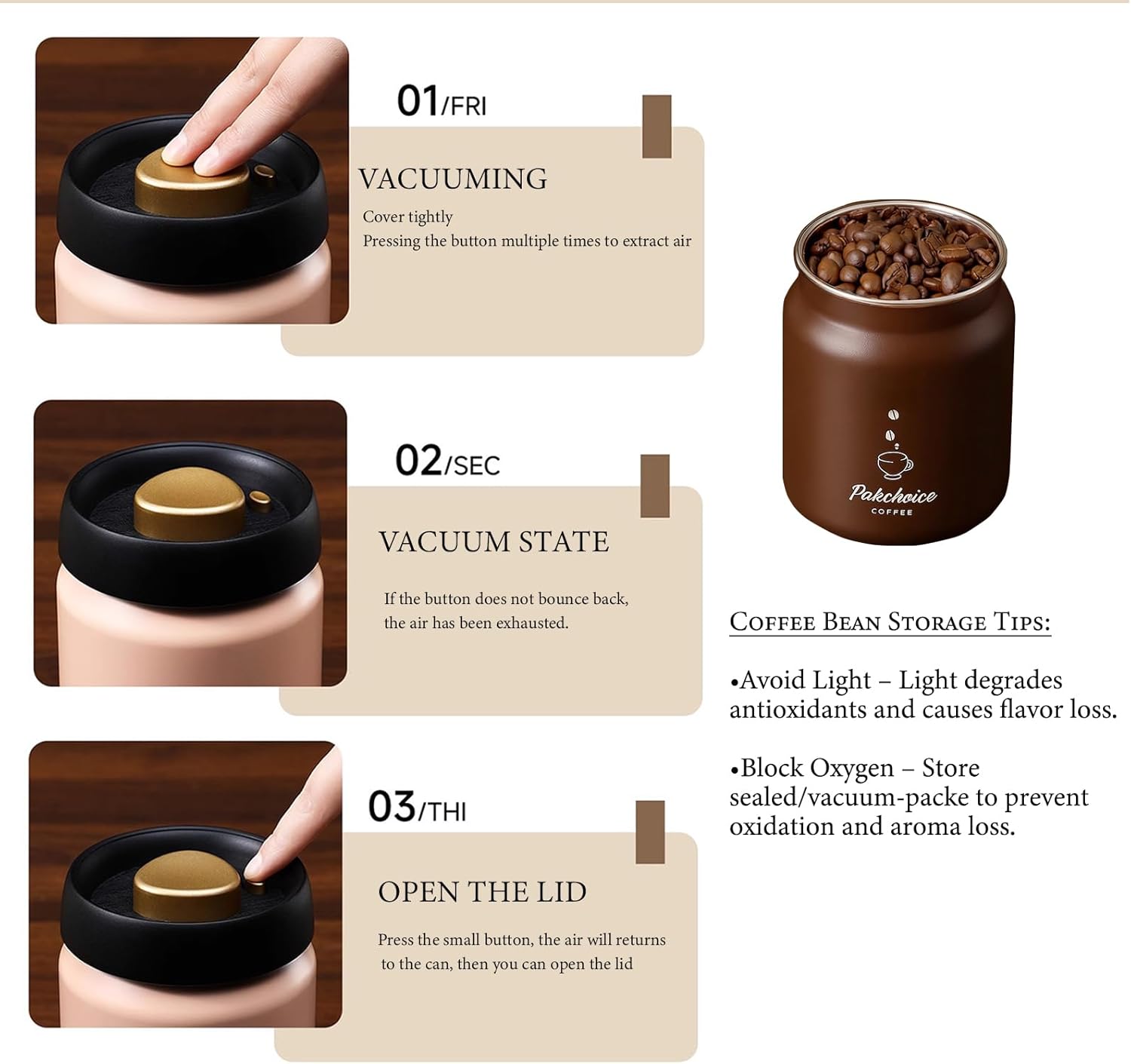 Vacuum Coffee Bean Storage Con - Coffee Tea Canister Set incelemesi ve fiyatı