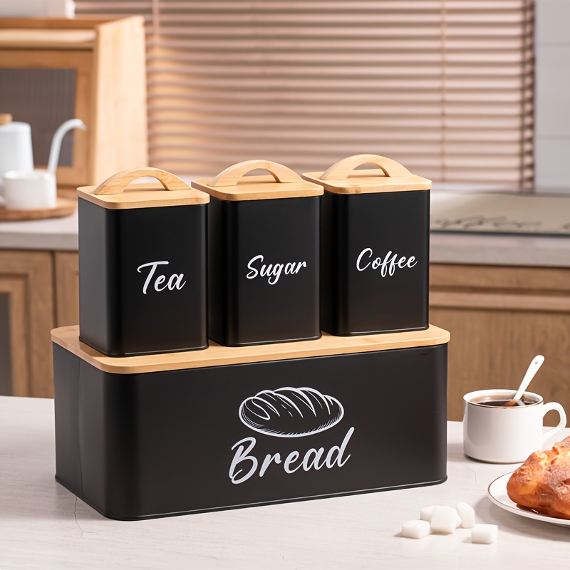 Set Of 4pcs, Kitchen Bread, Co - Coffee Tea Sugar Container Set incelemesi ve fiyatı