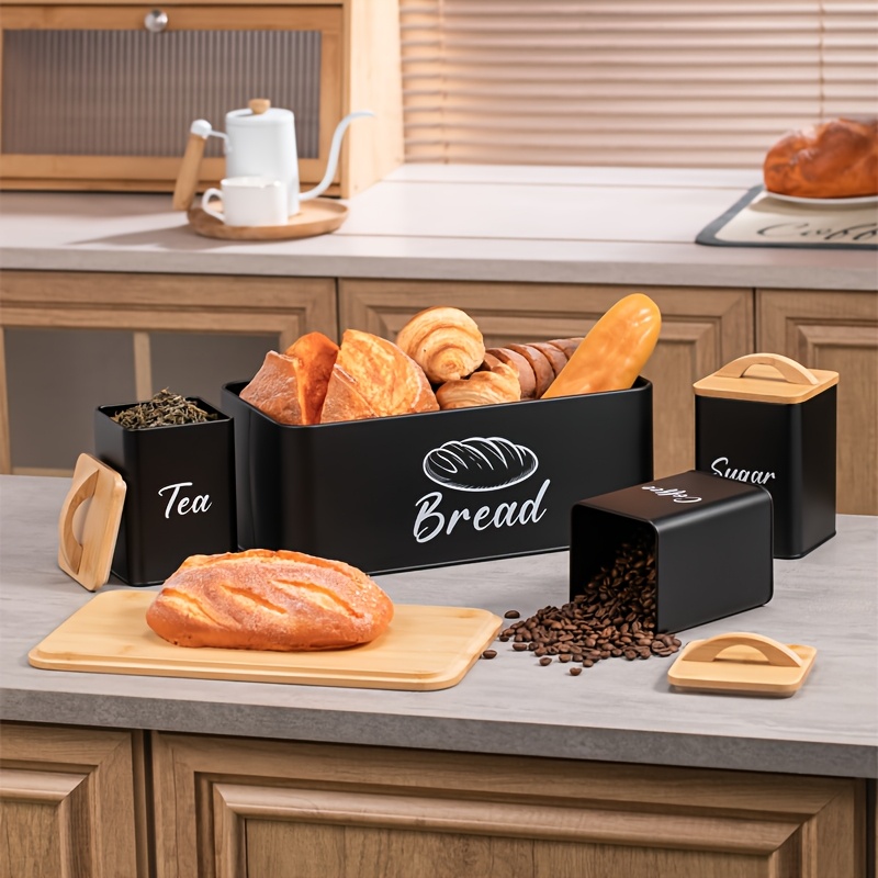 Set Of 4pcs, Kitchen Bread, Co - Coffee Tea Sugar Container Set incelemesi ve fiyatı