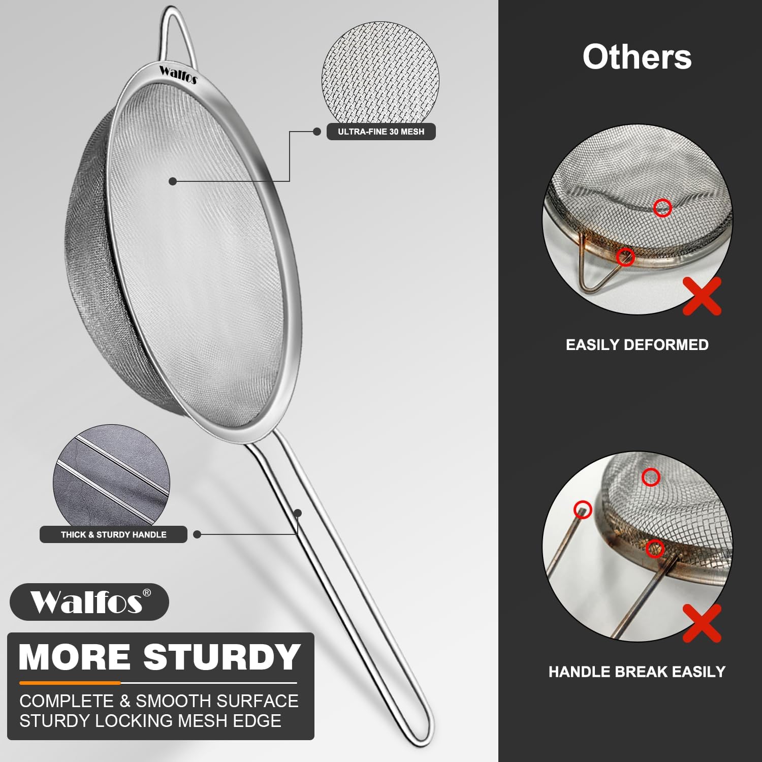 Fine Mesh Strainers Set, 3 Siz - Tea Strainer Mesh incelemesi ve fiyatı