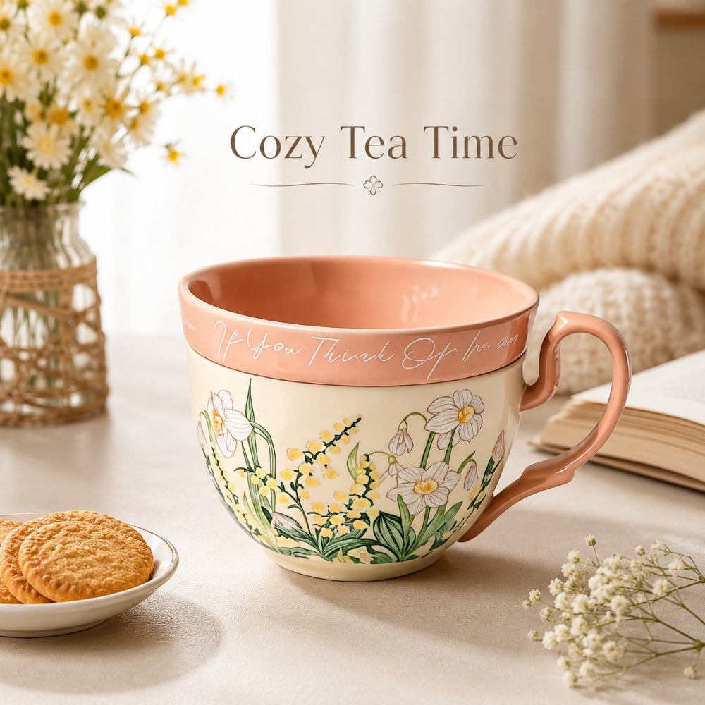 Vintage Green Lily Ceramic Cof - Coffee Tea Flower incelemesi ve fiyatı