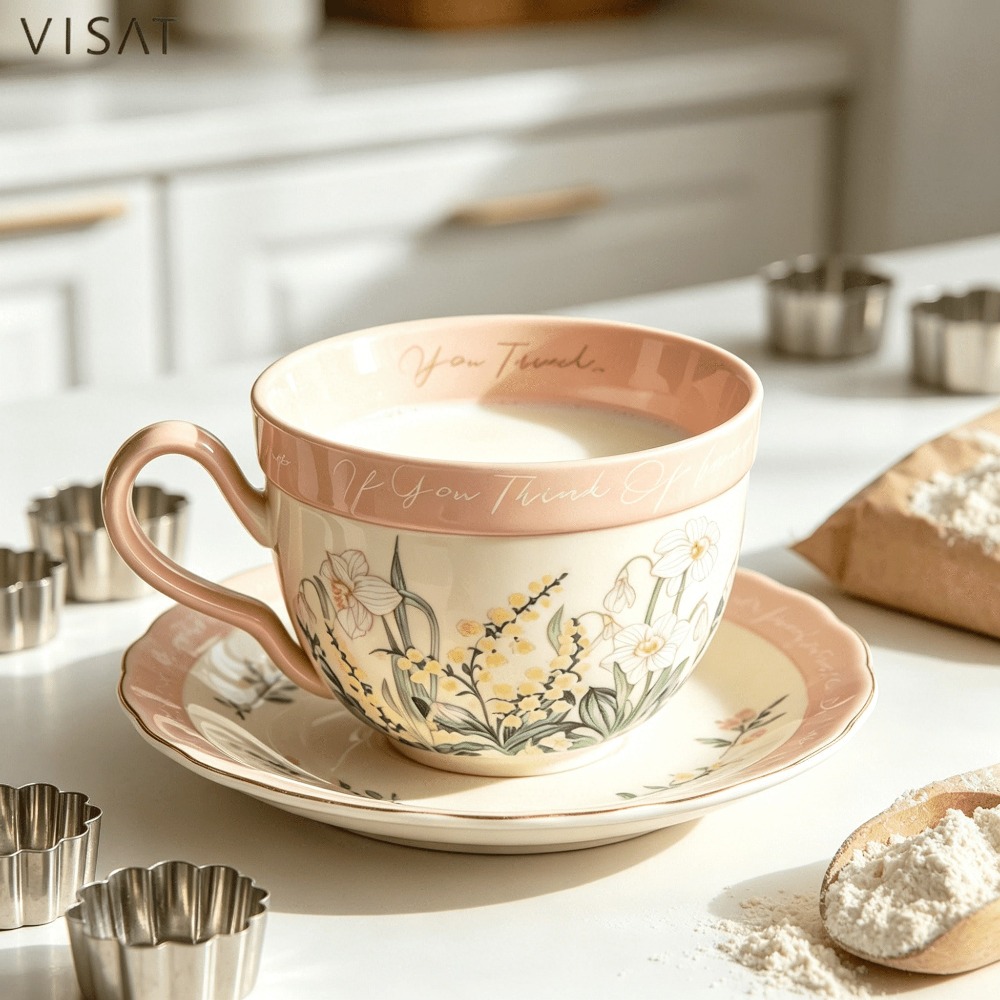 Vintage Green Lily Ceramic Cof - Coffee Tea Flower incelemesi ve fiyatı