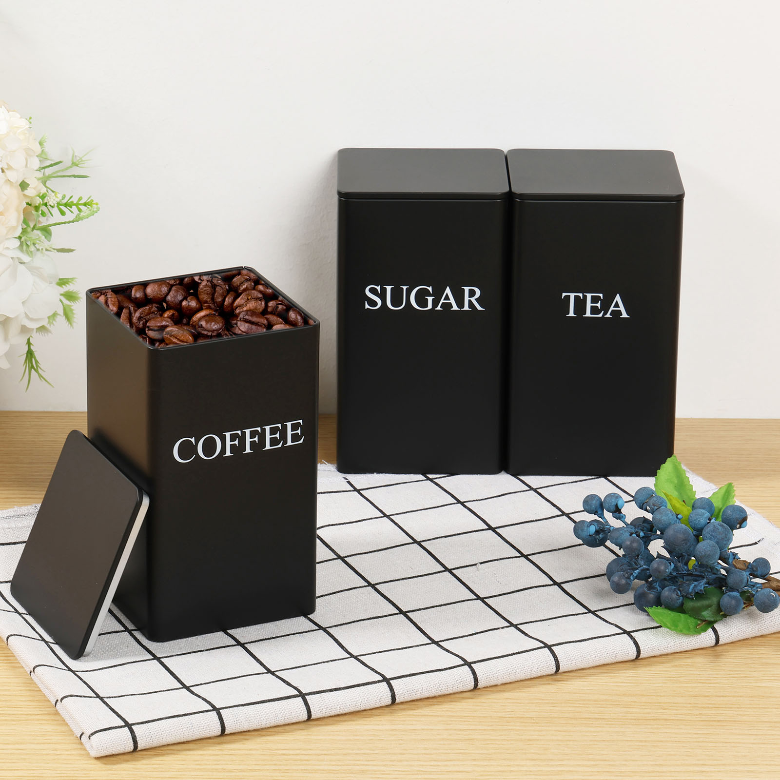 3Pcs Coffee Bean Storage Canis - Coffee Tea Sugar Canisters incelemesi ve fiyatı