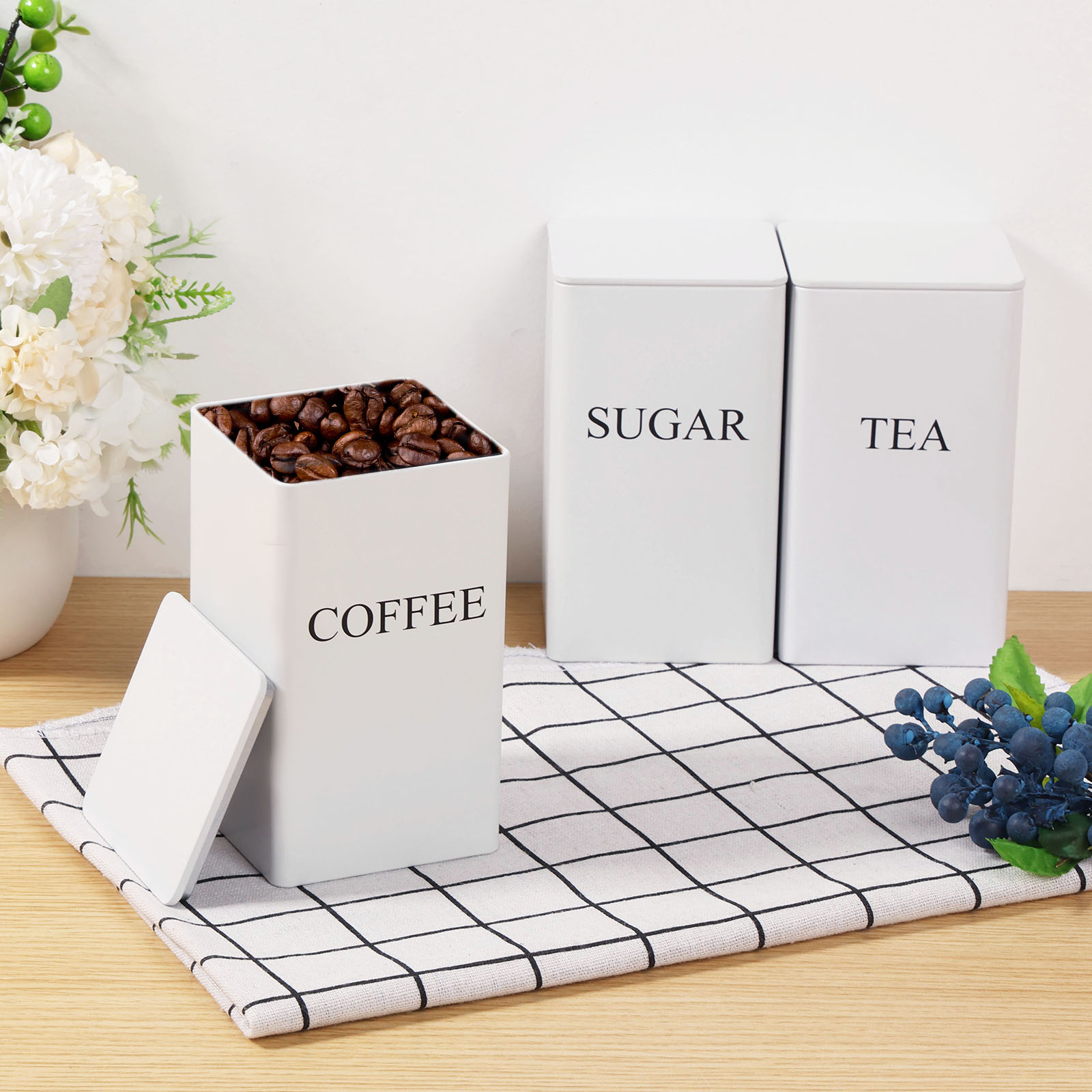 3Pcs Coffee Bean Storage Canis - Coffee Tea Sugar Canisters incelemesi ve fiyatı