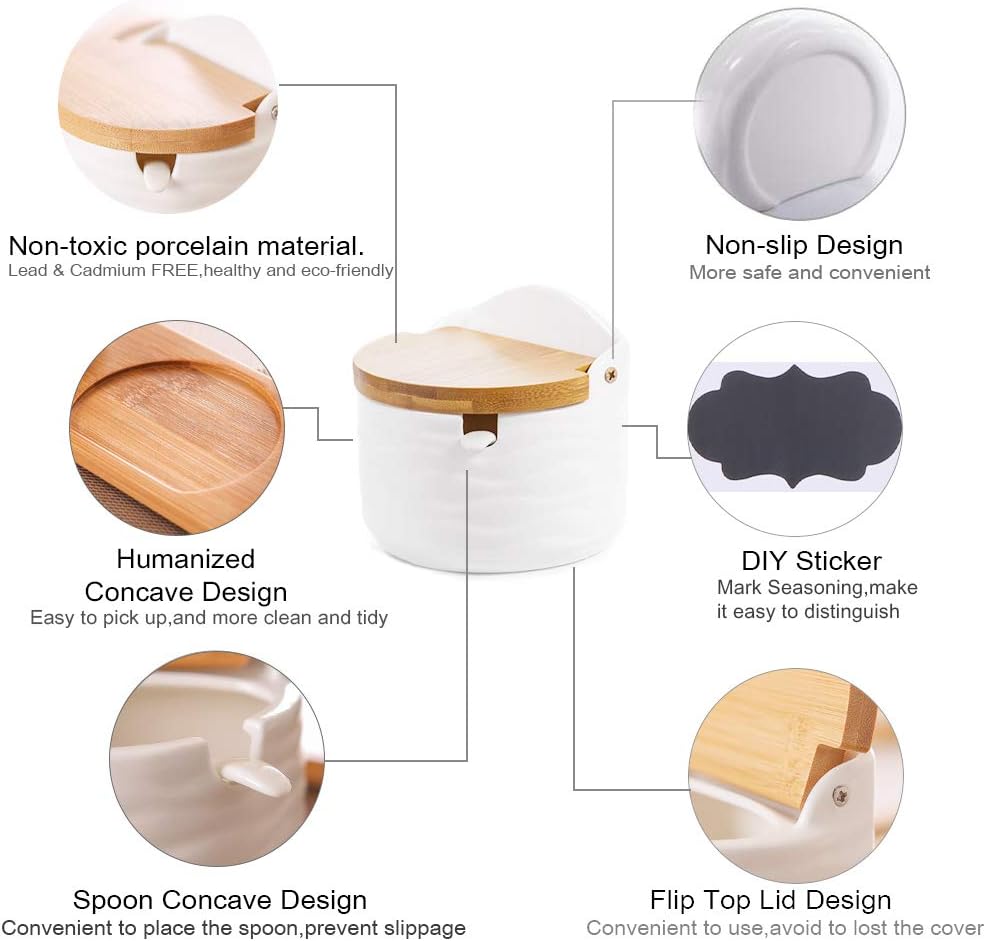 Ceramic Salt Cellars with Lids - Coffee Tea Sugar incelemesi ve fiyatı