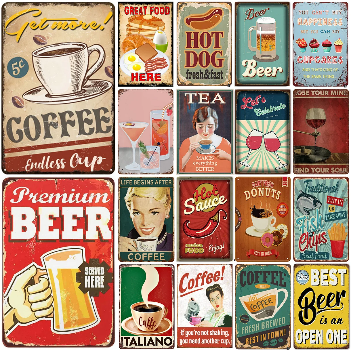 Plaque Metal Tin Signs Coffee  - Coffee Tea For Garden incelemesi ve fiyatı