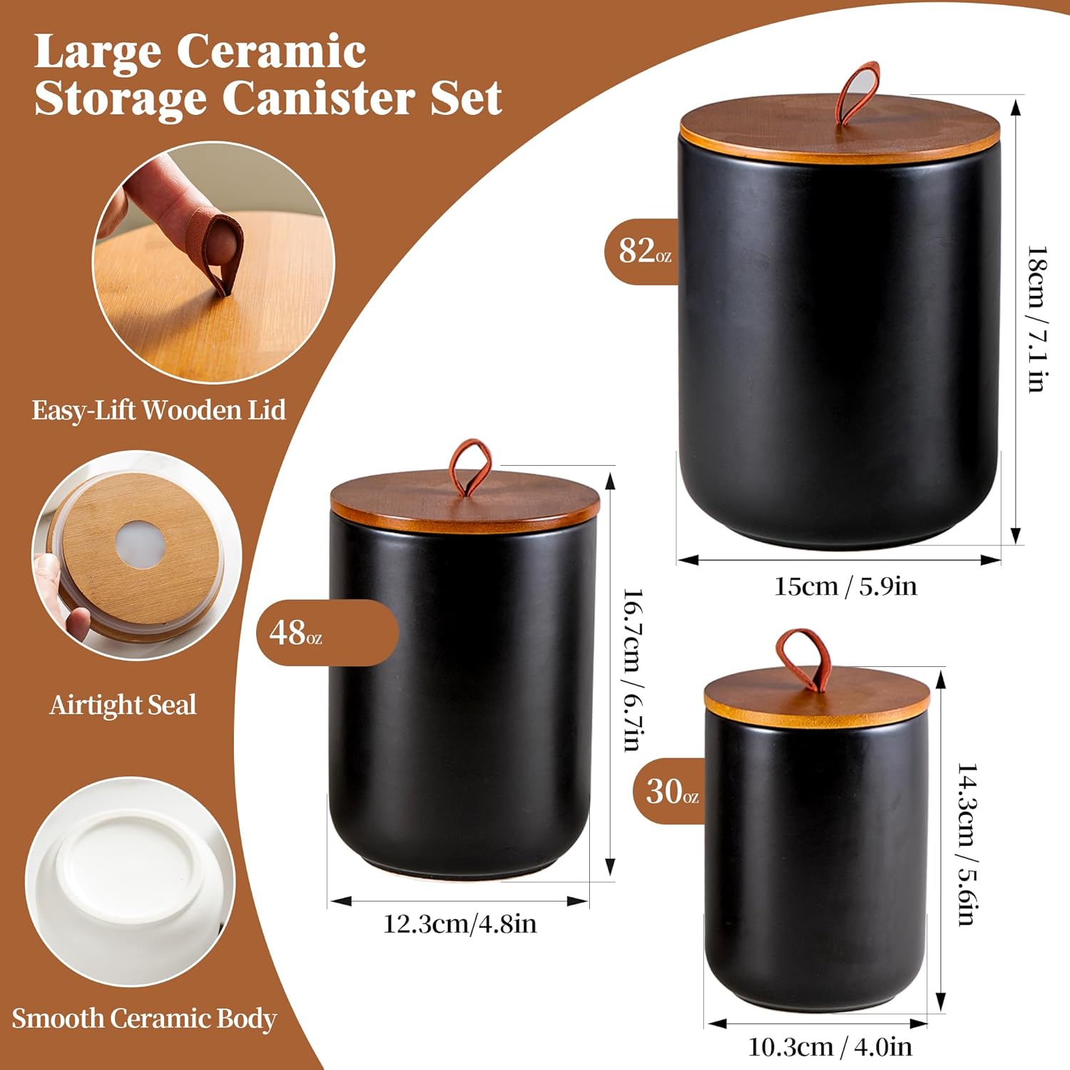 Ceramic Canister Set (30 oz, 4 - Coffee Tea Sugar incelemesi ve fiyatı