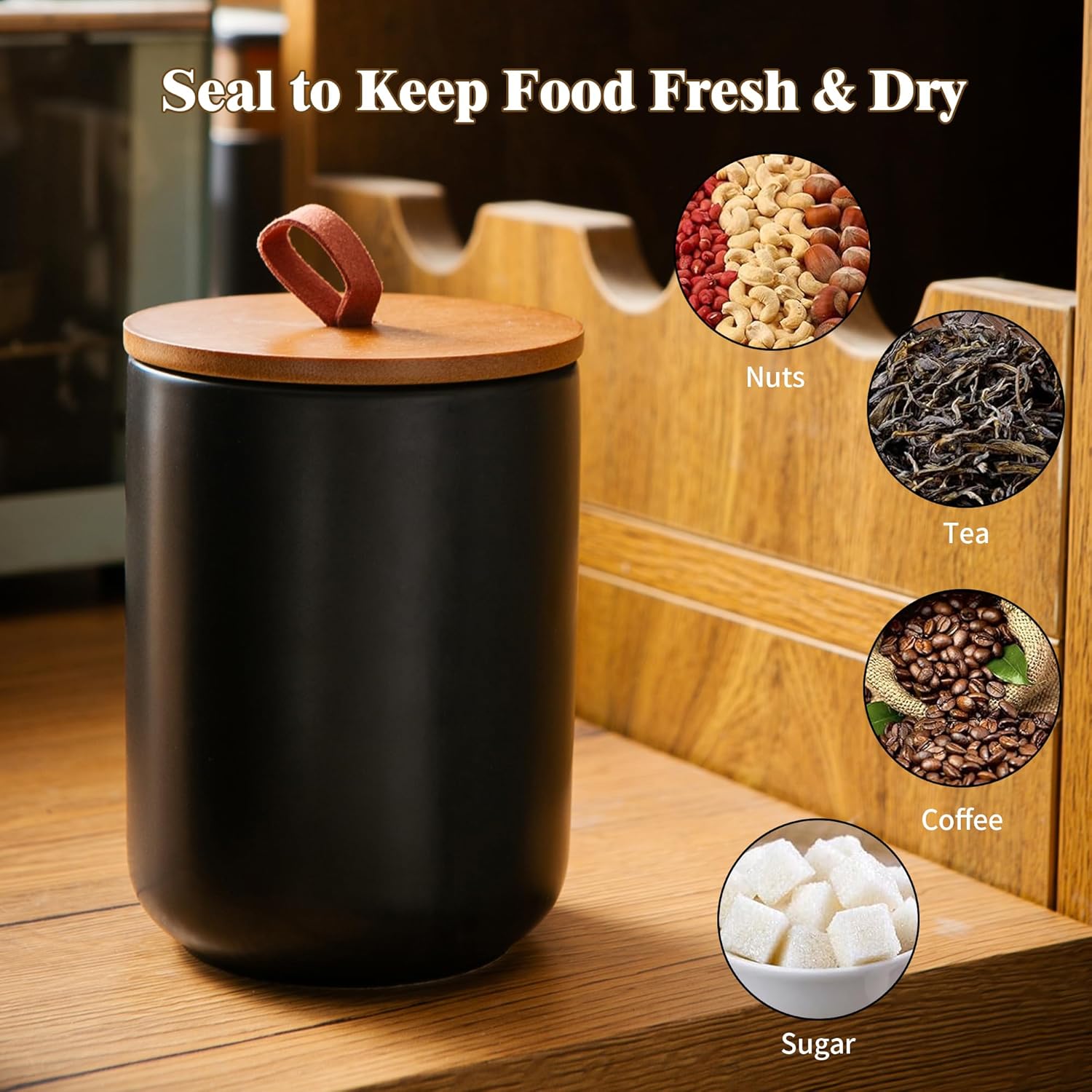 Ceramic Canister Set (30 oz, 4 - Coffee Tea Sugar incelemesi ve fiyatı