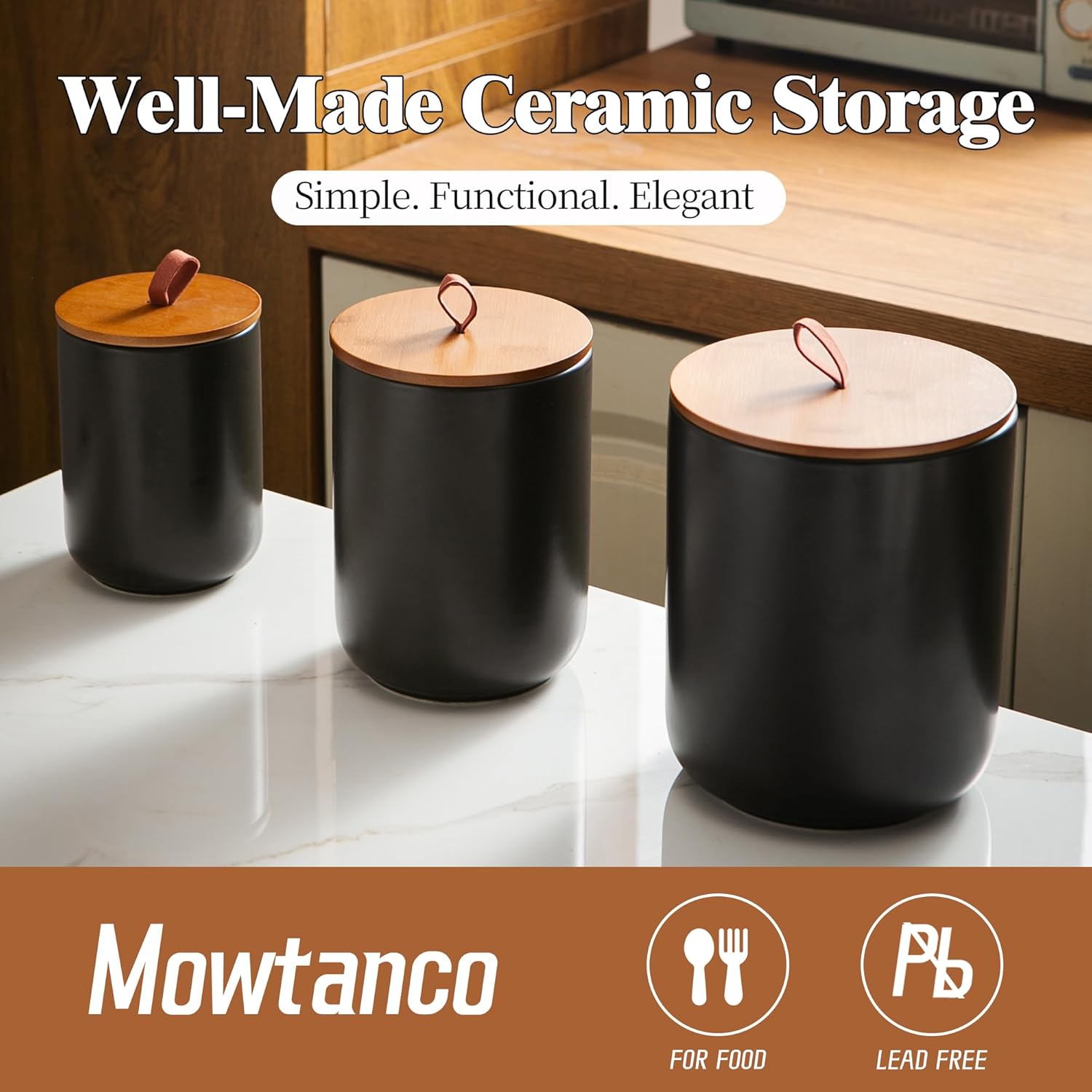 Ceramic Canister Set (30 oz, 4 - Coffee Tea Sugar incelemesi ve fiyatı