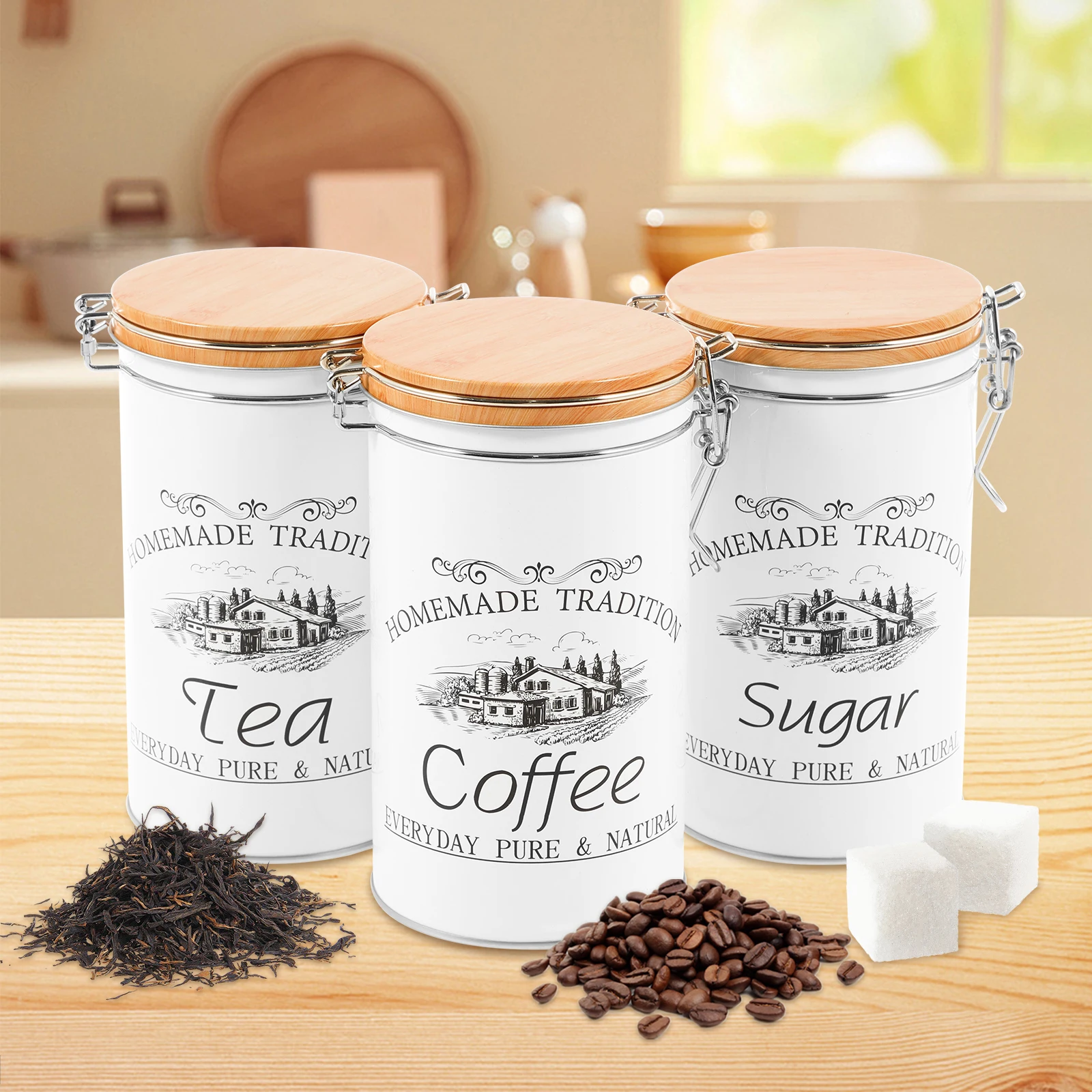 3Pcs/Set Tea Coffee Sugar Cani - Coffee Tea Sugar Container Set incelemesi ve fiyatı
