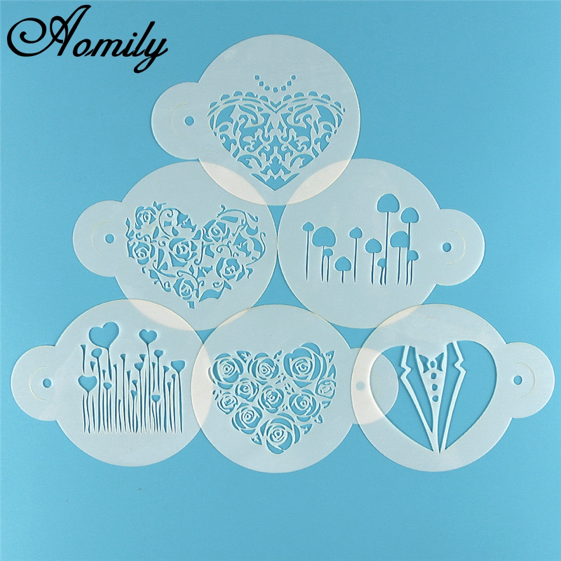 Aomily 6pcs/Set Valentine's Da - Coffee Stencil Art incelemesi ve fiyatı