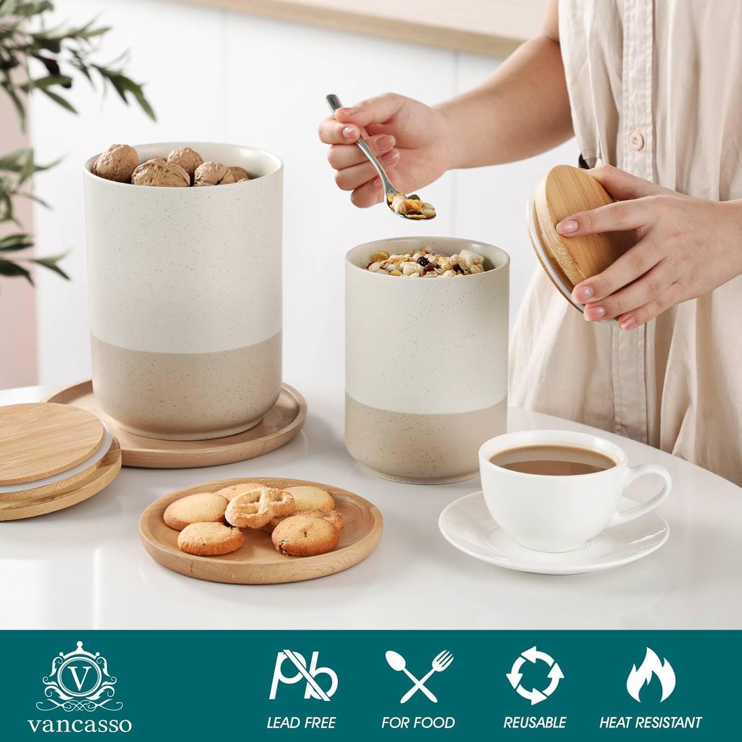 Sabine Ceramic Canister Set wi - Coffee Tea Sugar Canisters incelemesi ve fiyatı