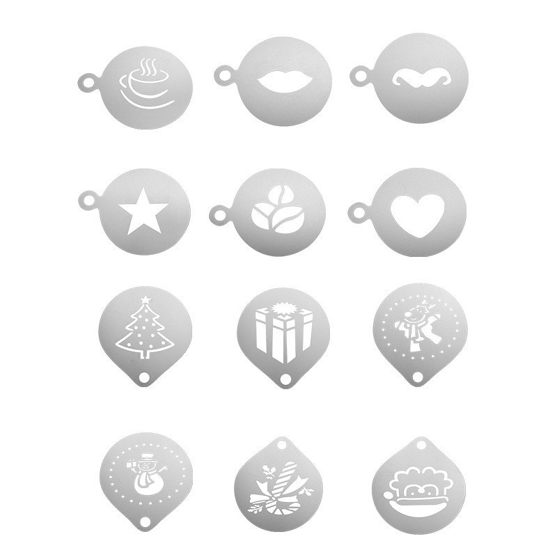 12pcs Stainless Steel Cafe Foa - Coffee Stencil Art incelemesi ve fiyatı