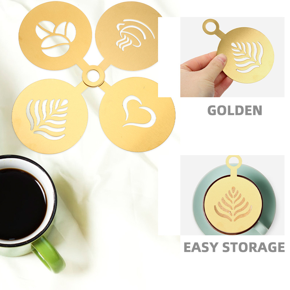 4Pcs Stainless Steel Coffee De - Coffee Stencil Art incelemesi ve fiyatı