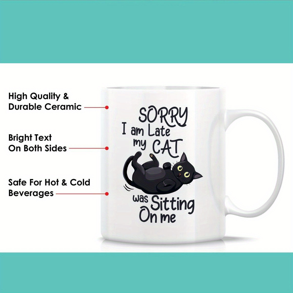 1 Funny Cat Shaped Ceramic Mug - Coffee Tea With Me incelemesi ve fiyatı