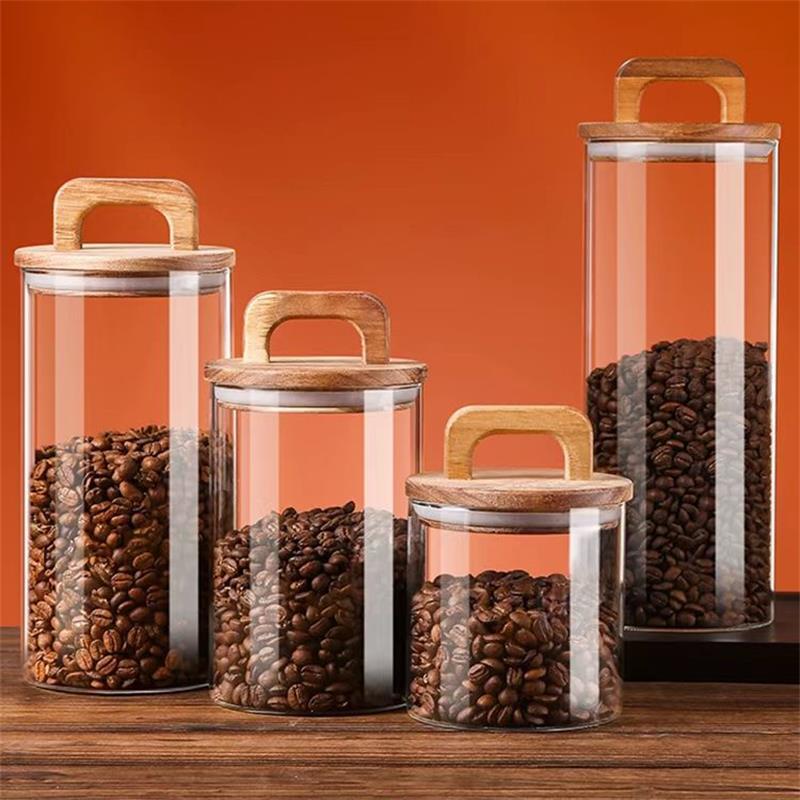Clear Glass Jar with Bamboo Li - Coffee Tea Sugar Canisters incelemesi ve fiyatı
