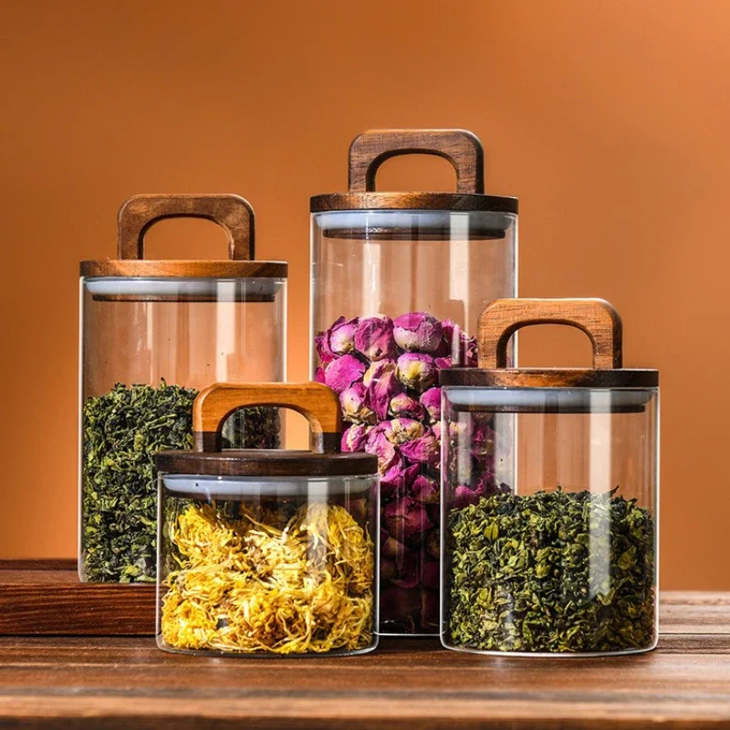 Clear Glass Jar with Bamboo Li - Coffee Tea Sugar Canisters incelemesi ve fiyatı