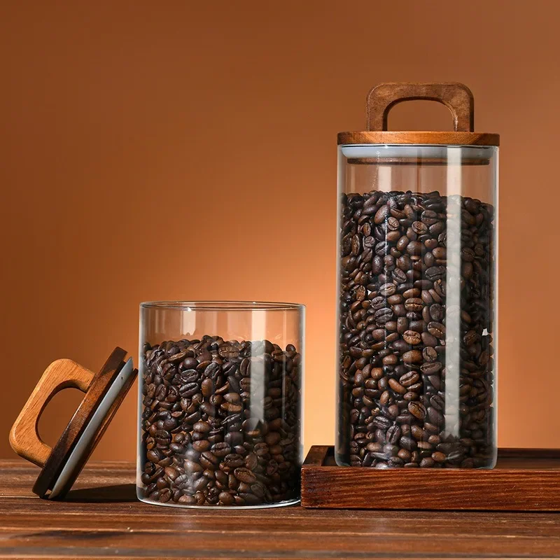 Clear Glass Jar with Bamboo Li - Coffee Tea Sugar Canisters incelemesi ve fiyatı
