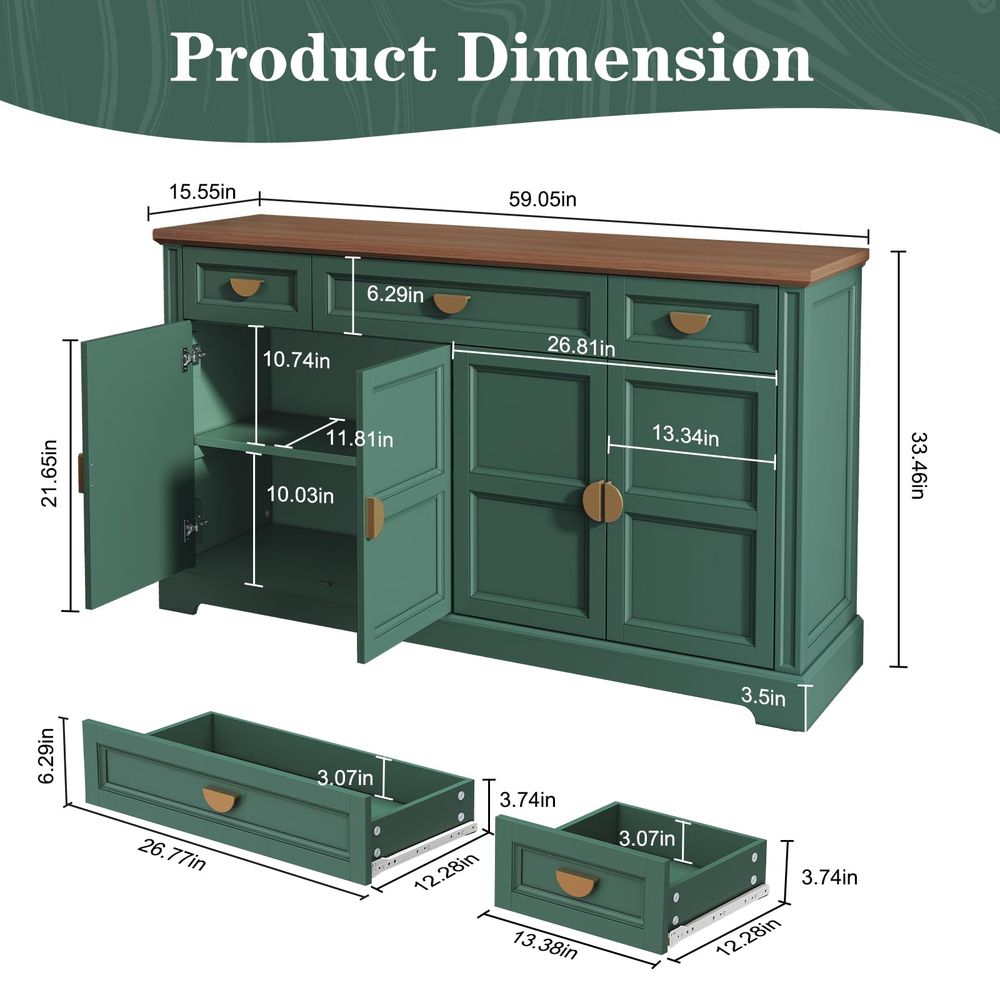 60 Large Buffet Sideboard Cabi - Coffee & Tea Garden Lincoln Menu incelemesi ve fiyatı