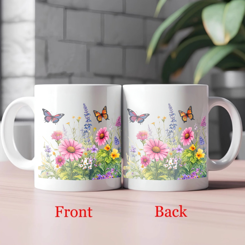 Ceramic cup white flower garde - Coffee Tea For Garden incelemesi ve fiyatı