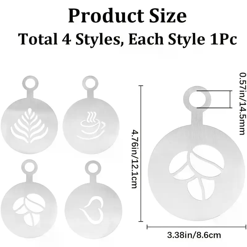 4Pcs/Set Stainless Steel Coffe - Coffee Stencil Art incelemesi ve fiyatı