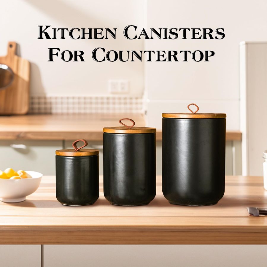 Black Ceramic Canister Set wit - Coffee Tea Sugar Canisters incelemesi ve fiyatı