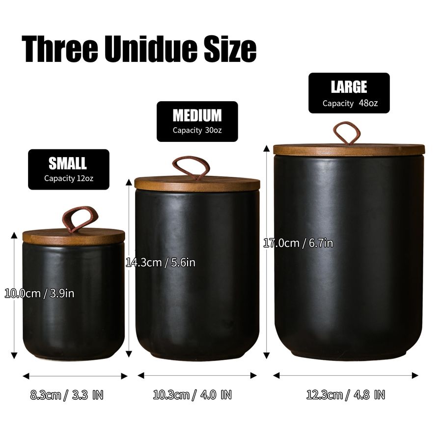 Black Ceramic Canister Set wit - Coffee Tea Sugar Canisters incelemesi ve fiyatı