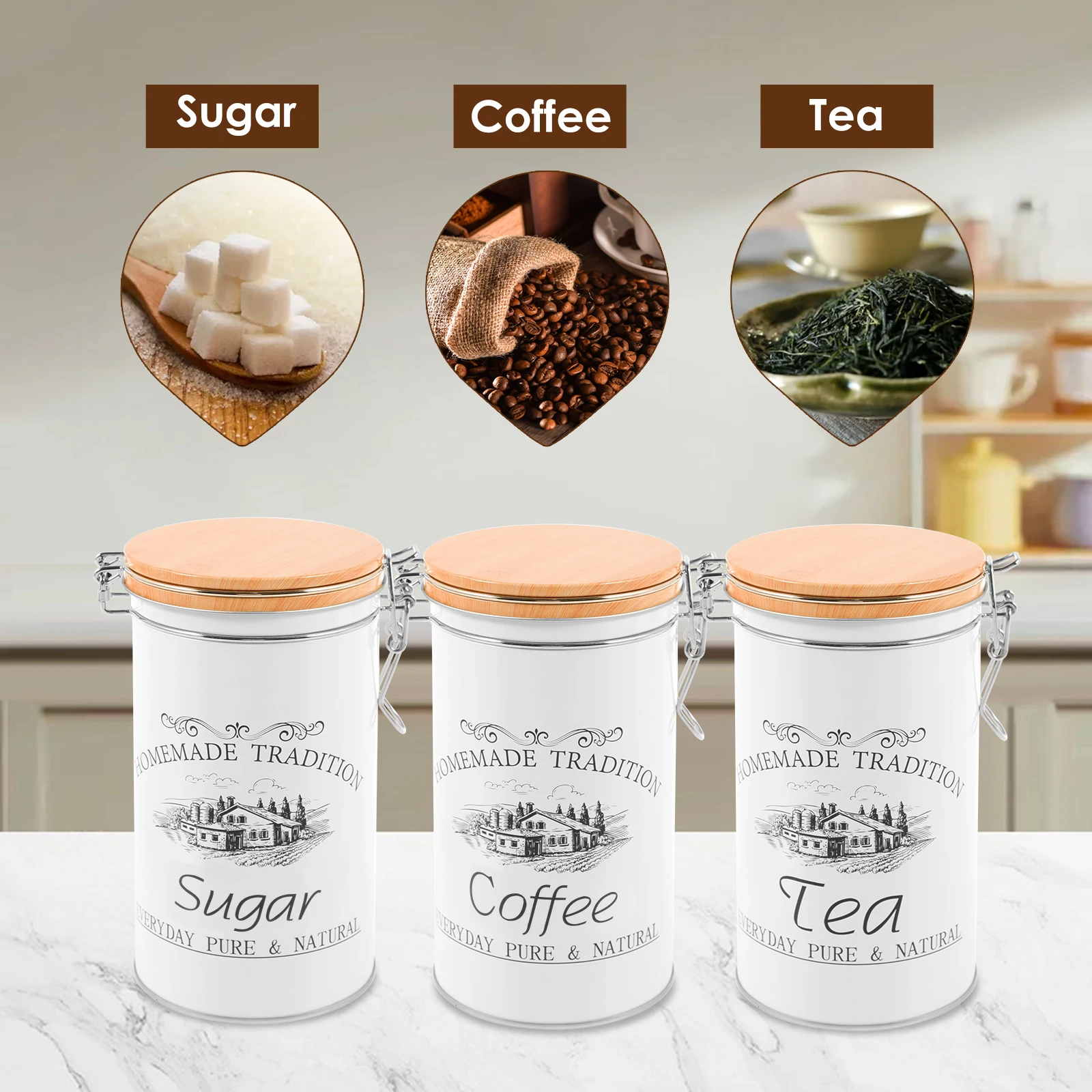 3Pcs/Set Tea Coffee Sugar Cani - Coffee Tea Sugar Container Set incelemesi ve fiyatı