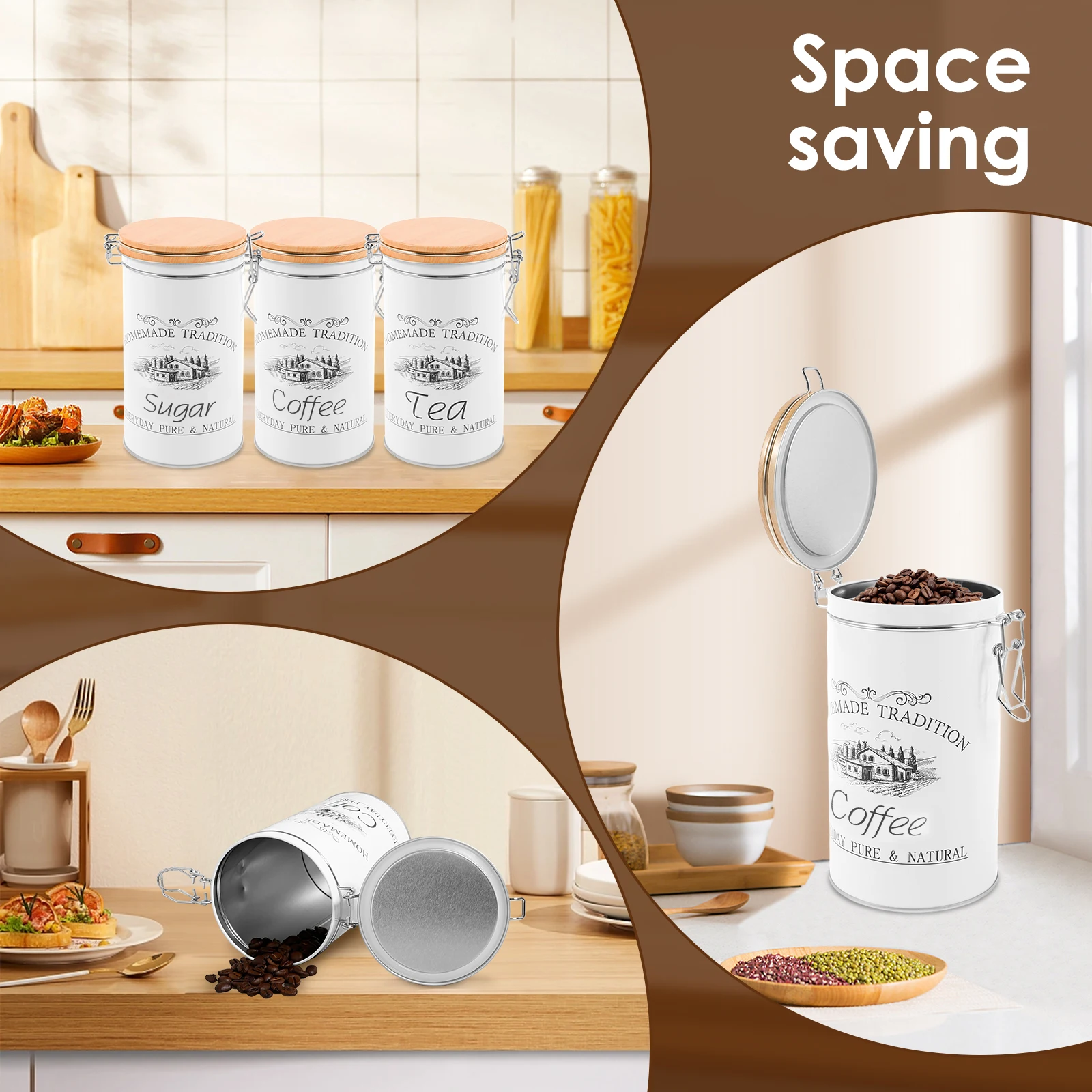 3Pcs/Set Tea Coffee Sugar Cani - Coffee Tea Sugar Container Set incelemesi ve fiyatı