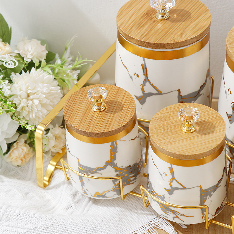Kitchen Supplies Golden Marble - Coffee Tea Sugar Container Set incelemesi ve fiyatı