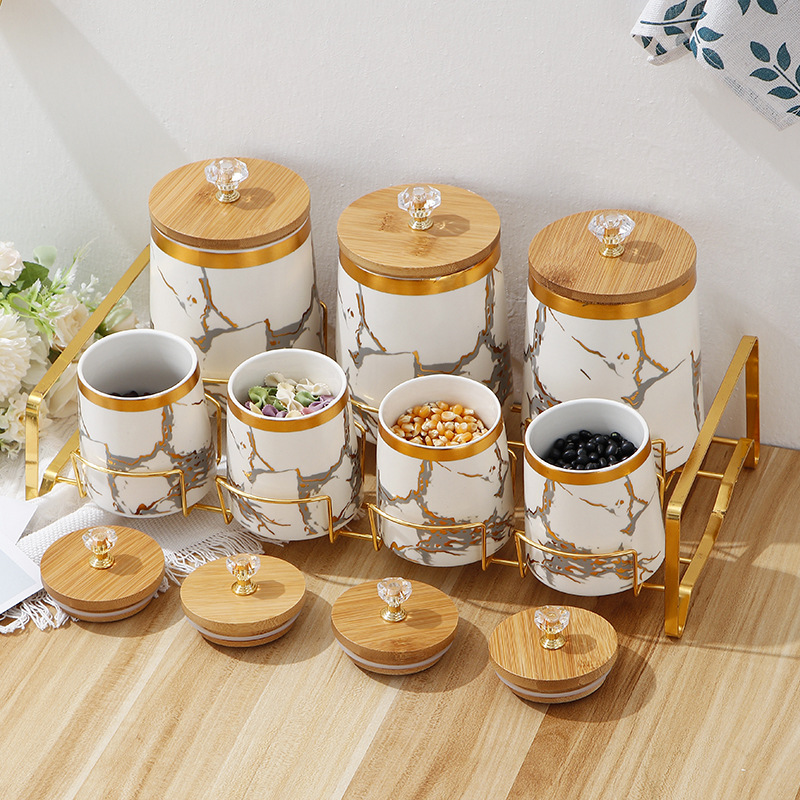 Kitchen Supplies Golden Marble - Coffee Tea Sugar Container Set incelemesi ve fiyatı