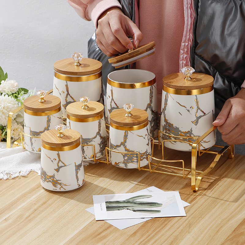 Kitchen Supplies Golden Marble - Coffee Tea Sugar Container Set incelemesi ve fiyatı
