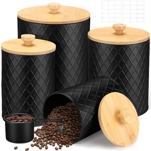 Reallnaive 4-Piece Black Coffe - Coffee Tea Canister Set incelemesi ve fiyatı