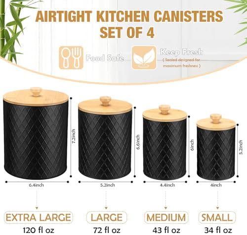 Reallnaive 4-Piece Black Coffe - Coffee Tea Canister Set incelemesi ve fiyatı