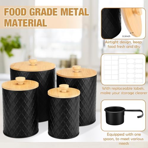 Reallnaive 4-Piece Black Coffe - Coffee Tea Canister Set incelemesi ve fiyatı