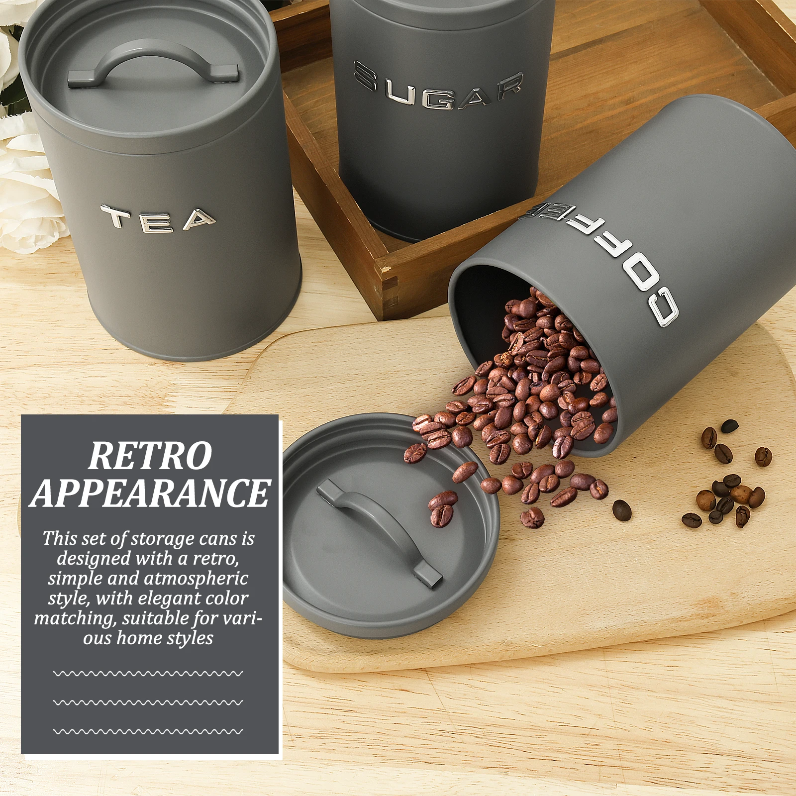 3 Pcs Tea Coffee Sugar Caniste - Coffee Tea Sugar Canisters incelemesi ve fiyatı